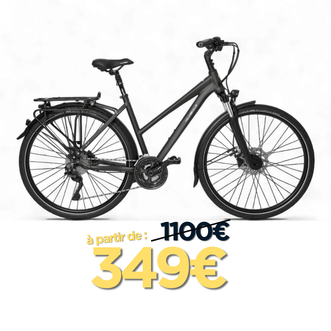 Vélo de voyage vert A200 avec porte-bagages, proposé à partir de 349 €