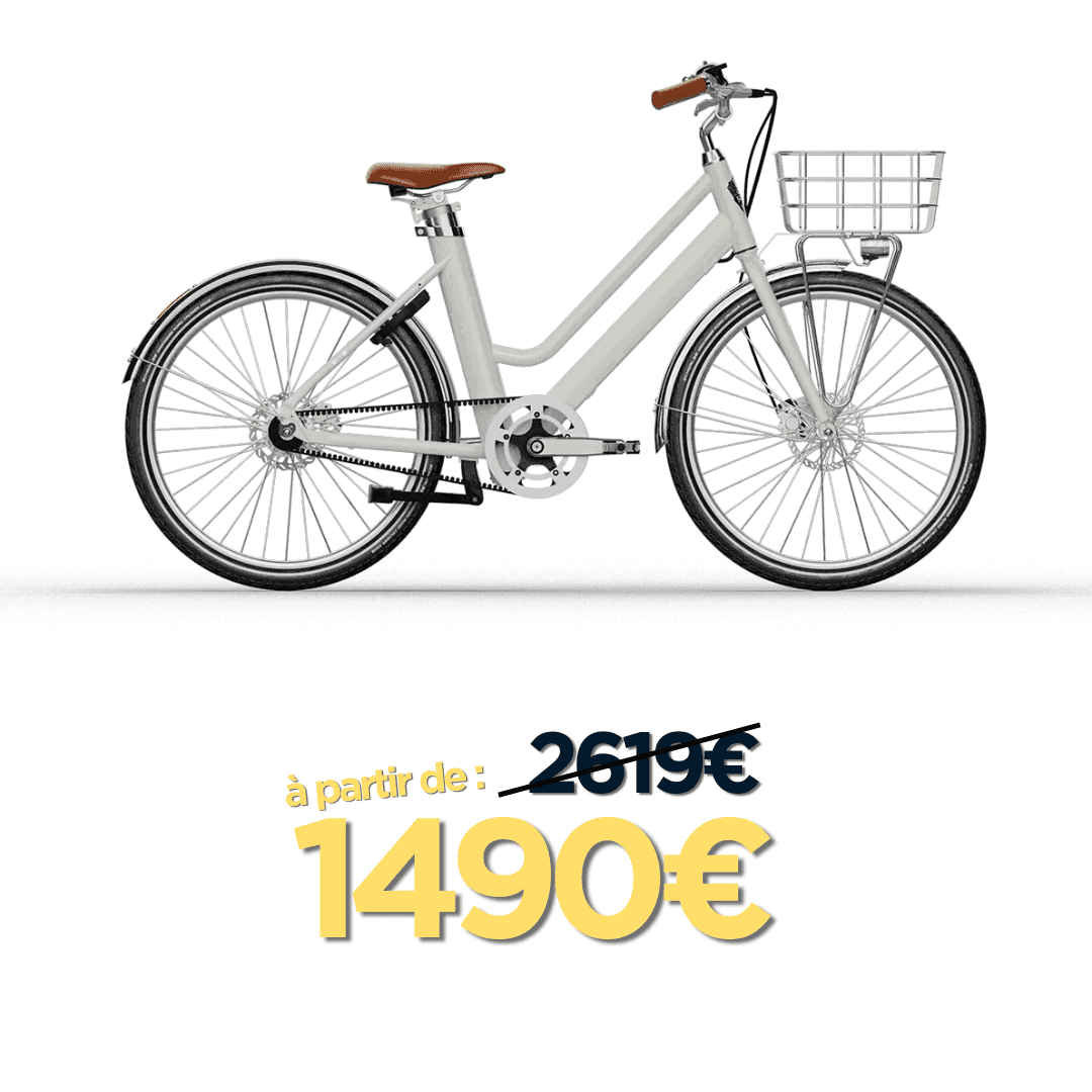 Vélo de ville crème Bellecour avec panier, proposé à partir de 1 490 €